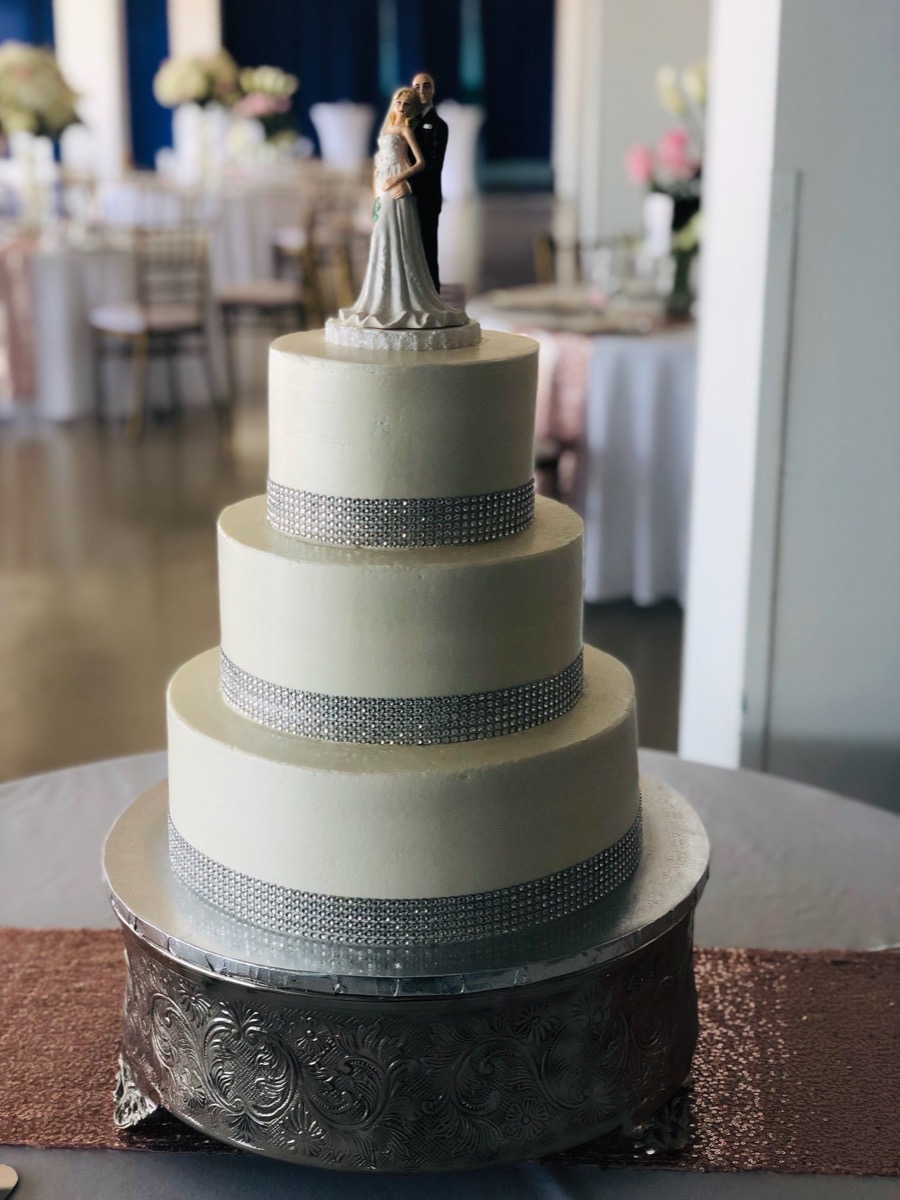 Christine's Cakes & Pastries - 3 Tier-Buttercream Wedding Cake (Rhinestone Accent)