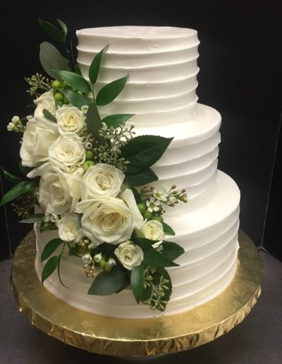 Christine's Cakes & Pastries - 3 Tier-Buttercream Wedding Cake (Ribbon Texture)