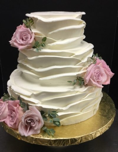 Christine's Cakes & Pastries - 3 Tier-Buttercream hand piped petals (Fresh Flower Accent)