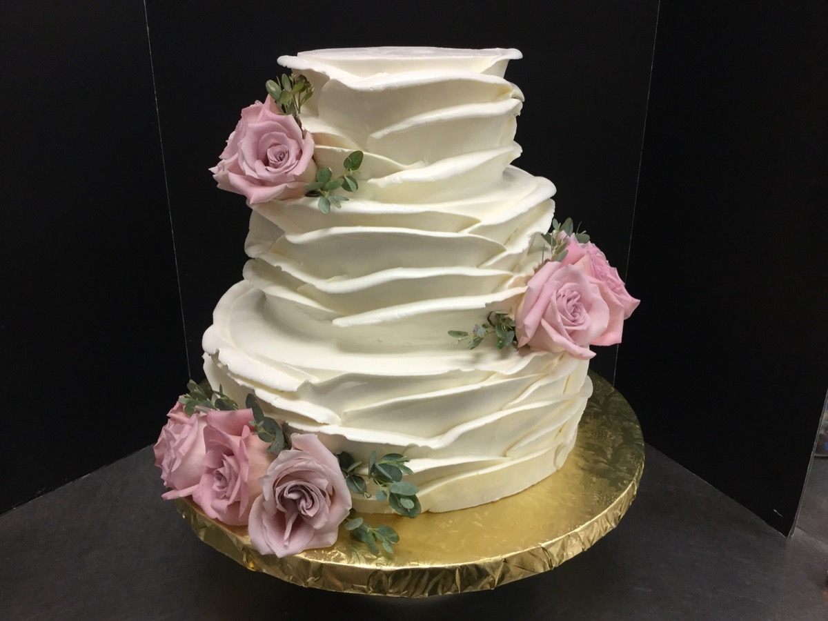 Christine's Cakes & Pastries - 3 Tier-Buttercream hand piped petals (Fresh Flower Accent)