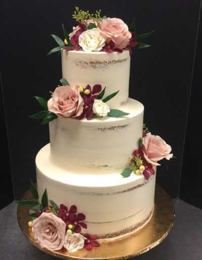 Christine's Cakes & Pastries - 3 Tier-Buttercream naked cake (Fresh Flower Accent)