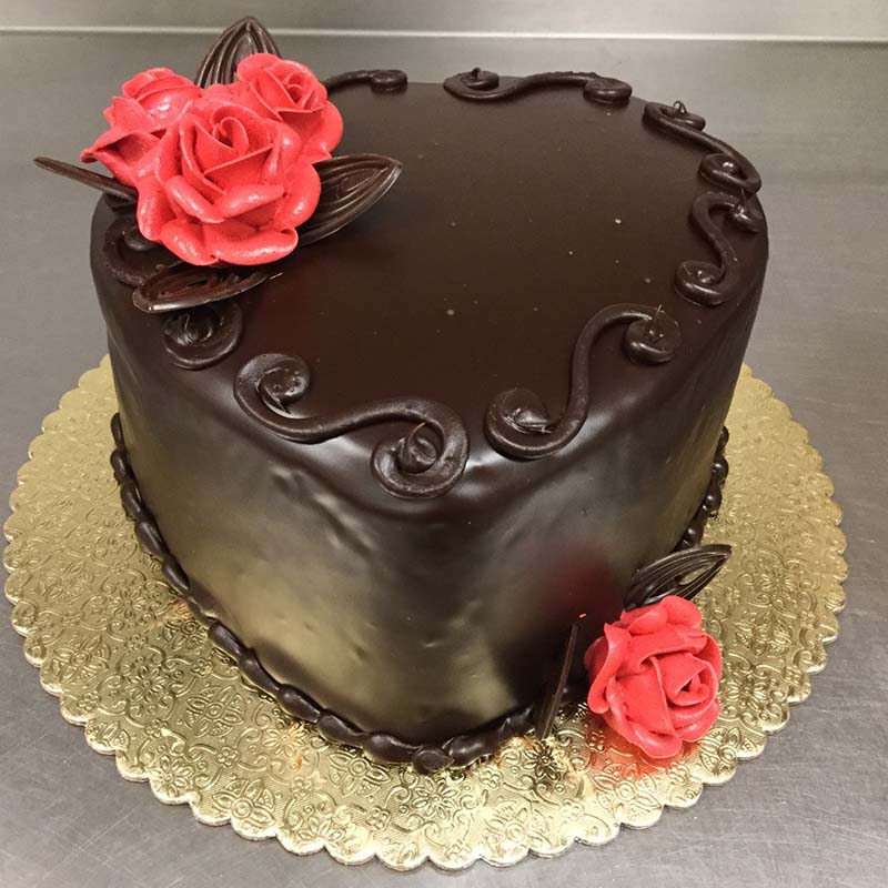 Poured Chocolate Heart Cake (Double Layer)