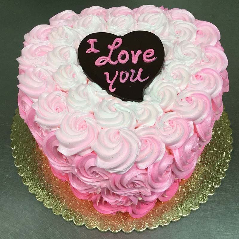 Ombre Rosette Heart Cake