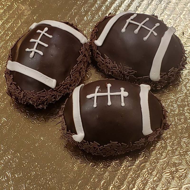 Poured Chocolate Football Cupcakes