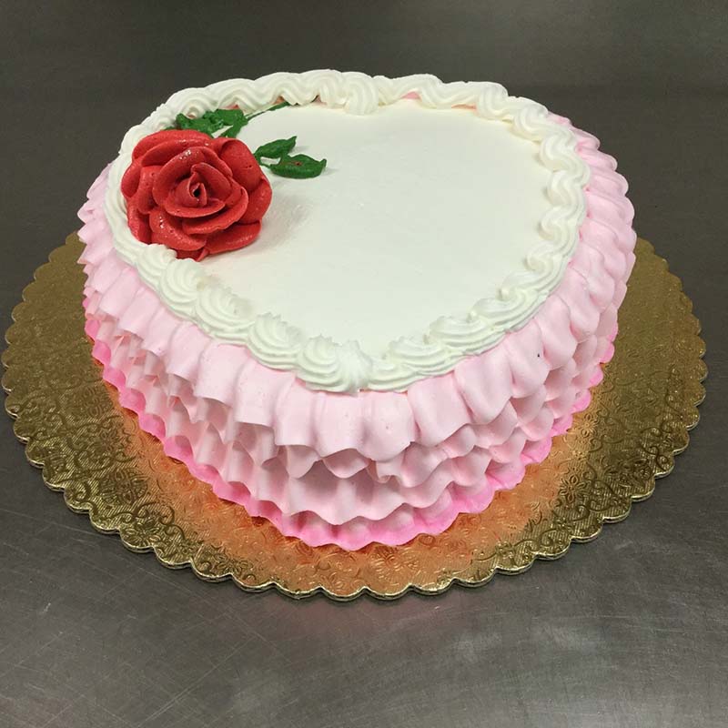 Ruffled Heart Single Layer Cake