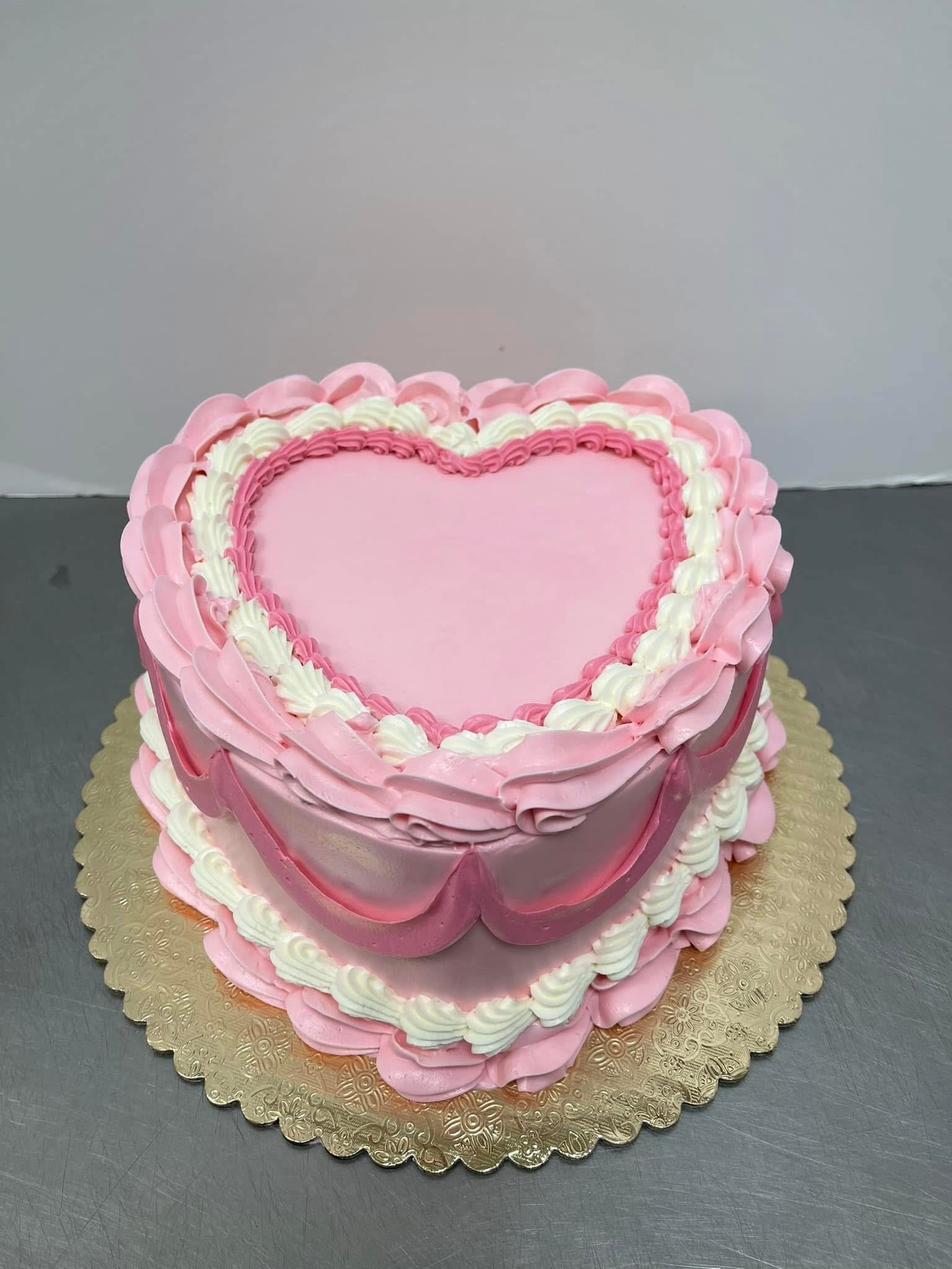 Ombre Rosette Heart Cake
